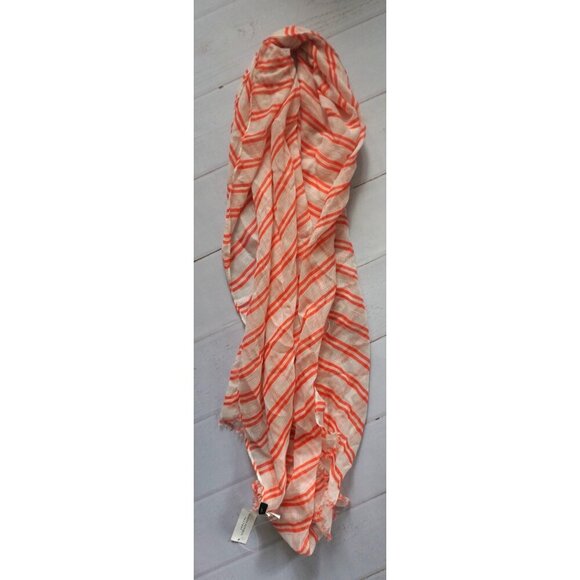 Banana Republic Factory Lightweight Orange & White Striped Scarf - O/S, NWT - Picture 6 of 7